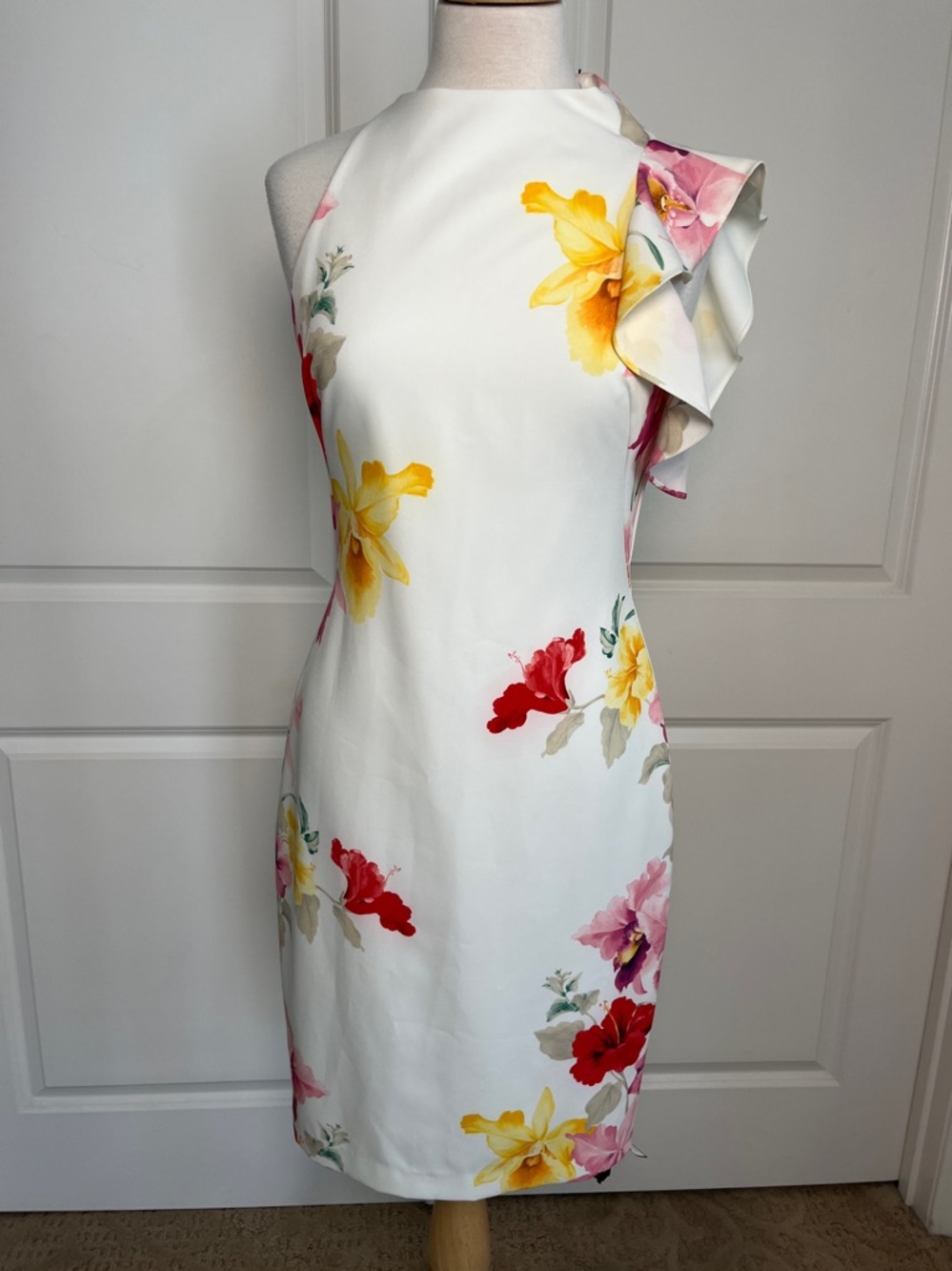NWT Black Halo Pabla Sheath Softer Gleam Size 6 in Cream/Floral